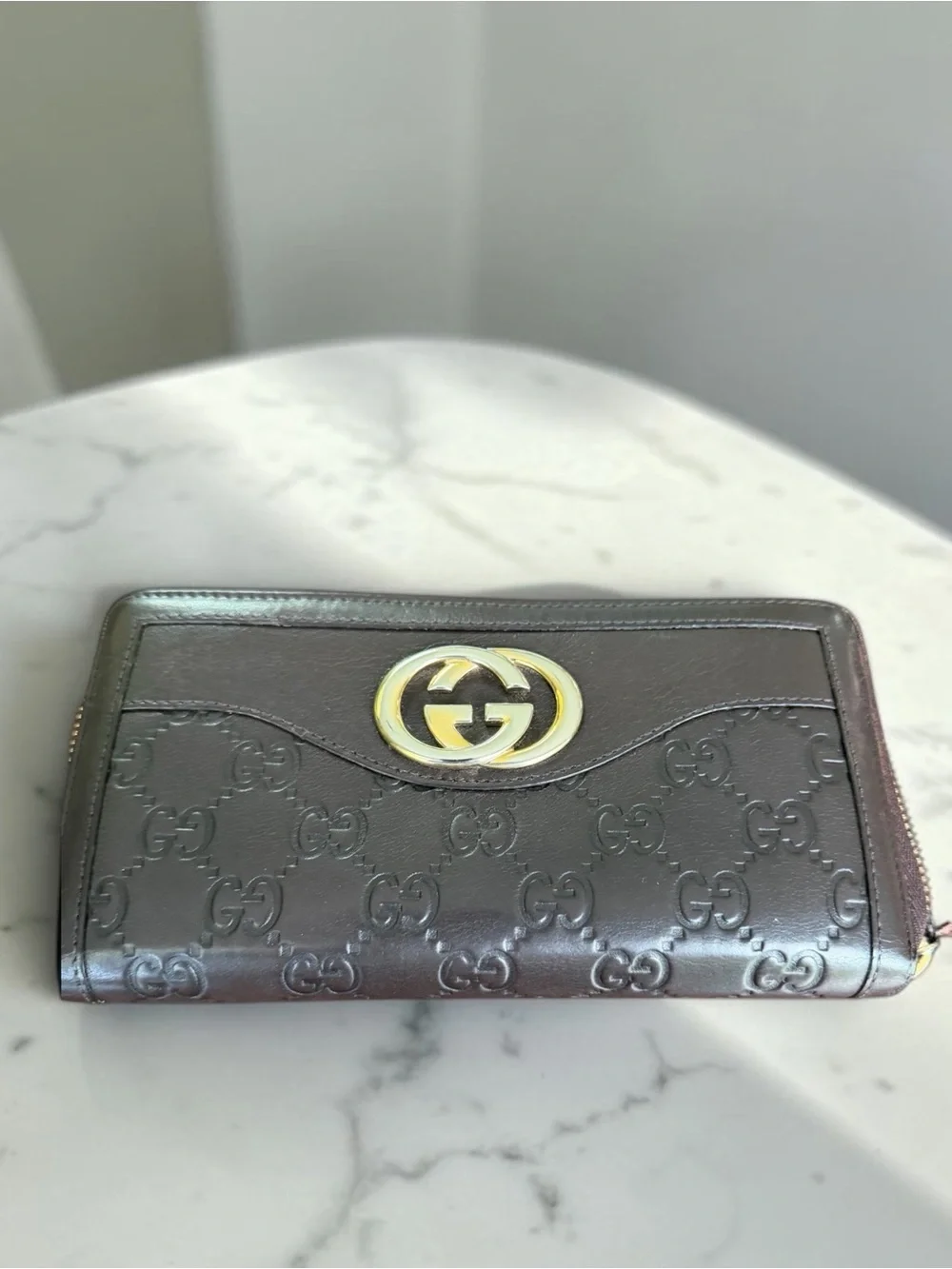 Gucci Guccissima Sukey Zip Around Wallet Brown Leather GG - Picture 1 of 9